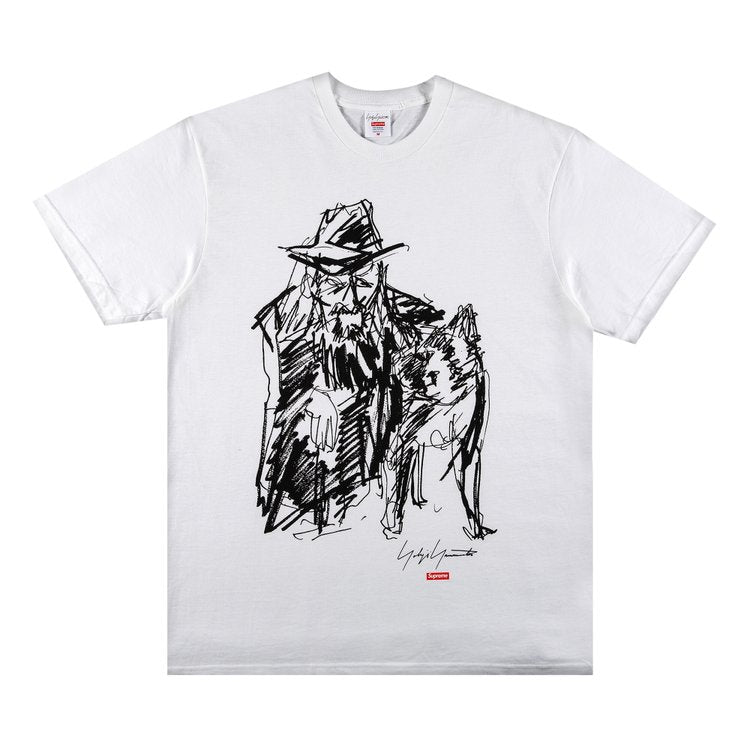 تي شيرت Supreme x Yohji Yamamoto Scribble Portrait 'White'، أبيض