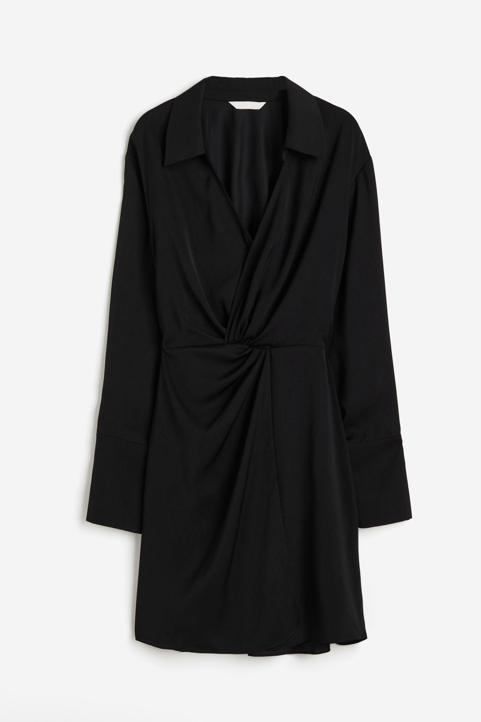 H&M Shirt With Twisted Detail Dress, black