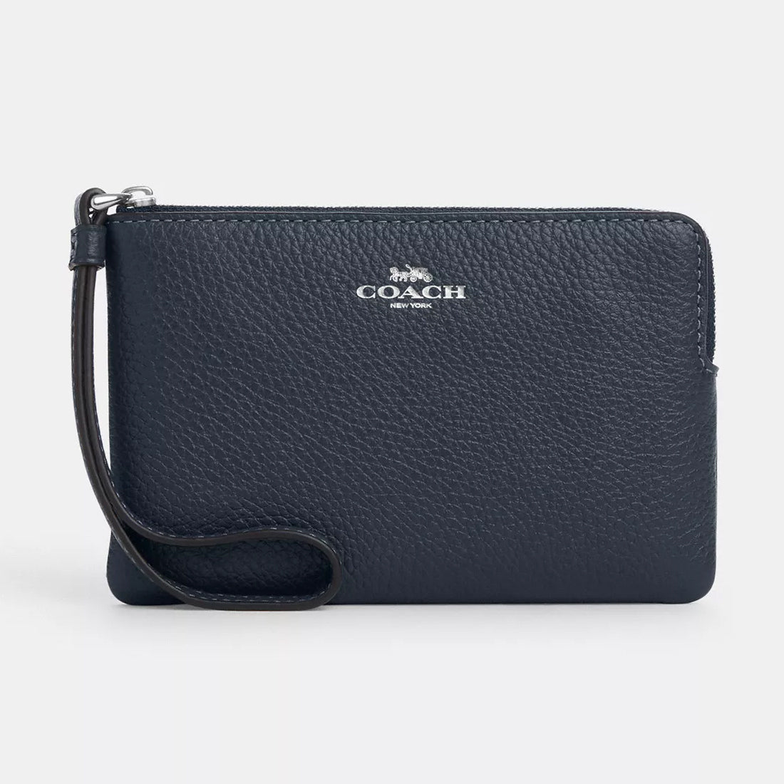 Coach Outlet Corner Zip Wristlet Wallet, Silver/Navy