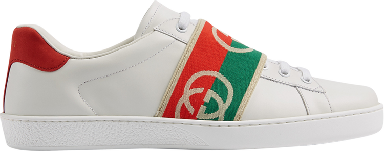 Gucci Ace Elastic Web Interlocking G Sneakers - White Red Green, green