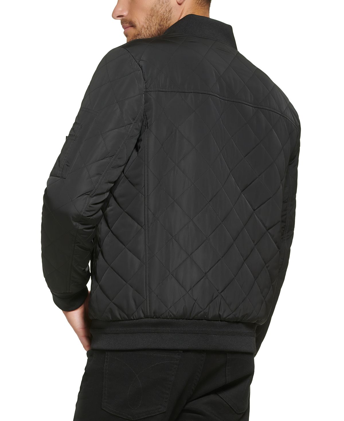 Calvin Klein Men's Ribbed Quilted Baseball Jacket, Black