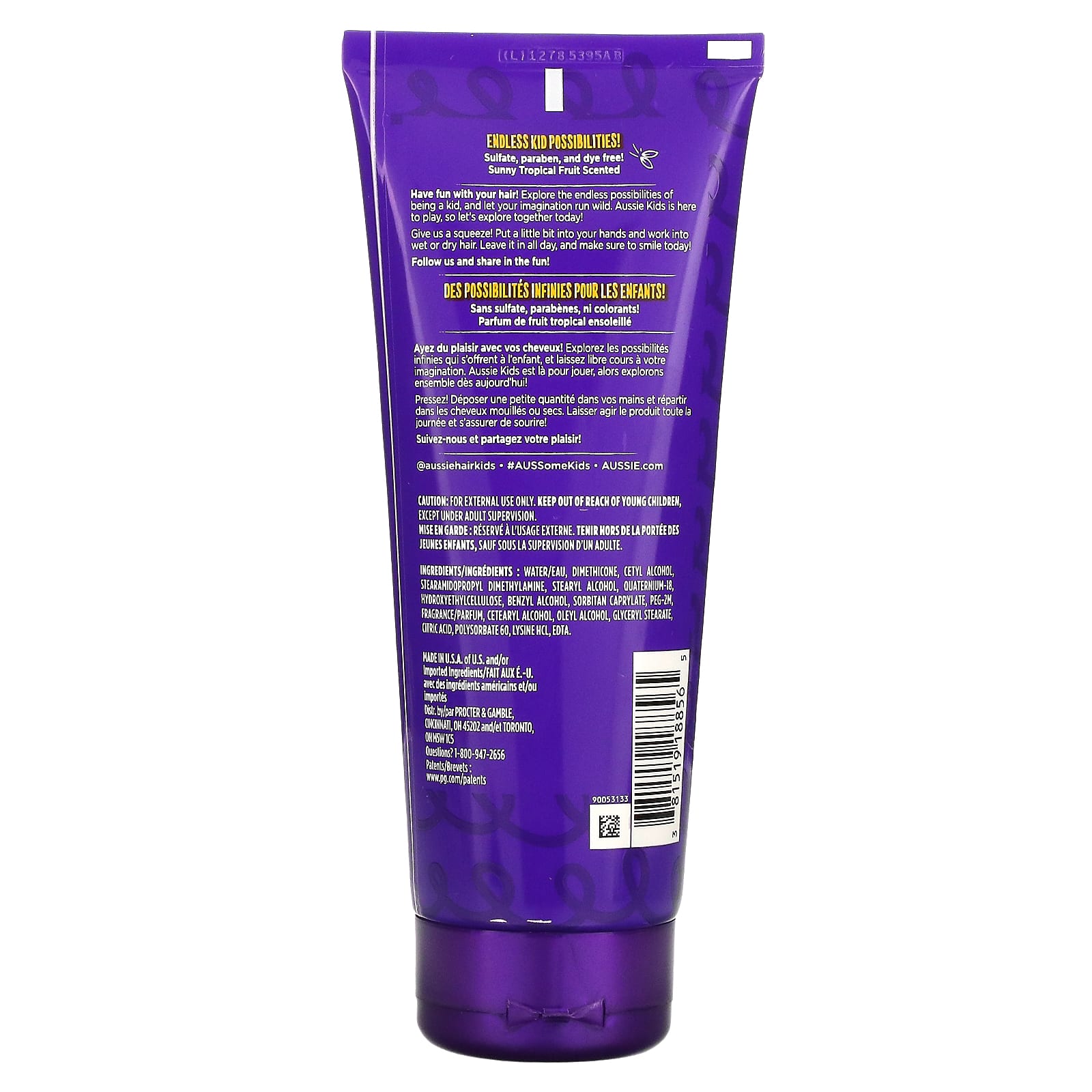 Kids, Leave-in Conditioner for Curly Hair, Sunny Tropical Fruit 193 g (6.8 oz) Aussie