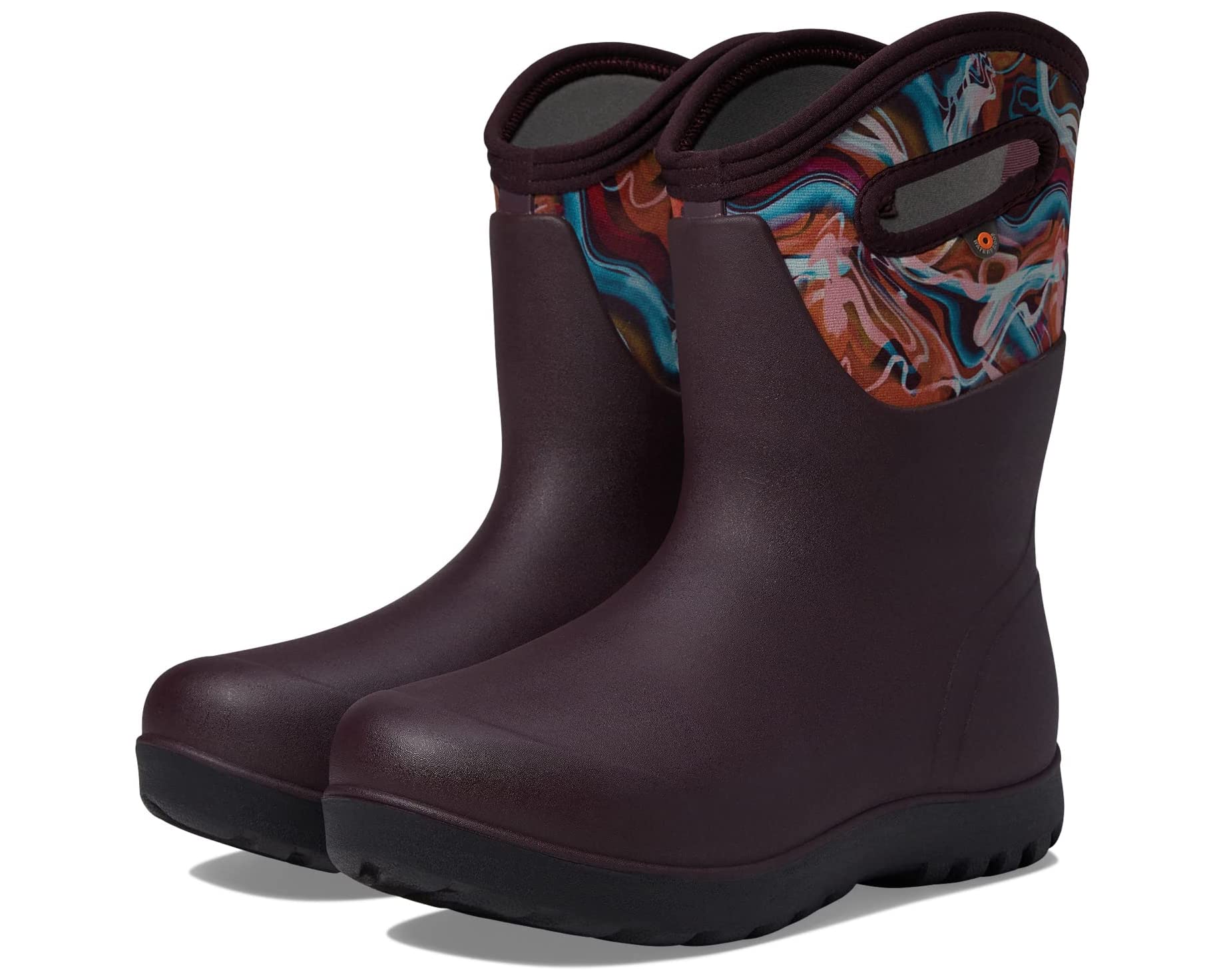 Boots Neo - Classic Mid Glossy Abstract Bogs, burgundy multi