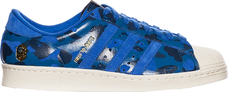 Adidas A Bathing Ape x Undeafeated x Superstar 80s 'Blue Camo' sneakers, blue