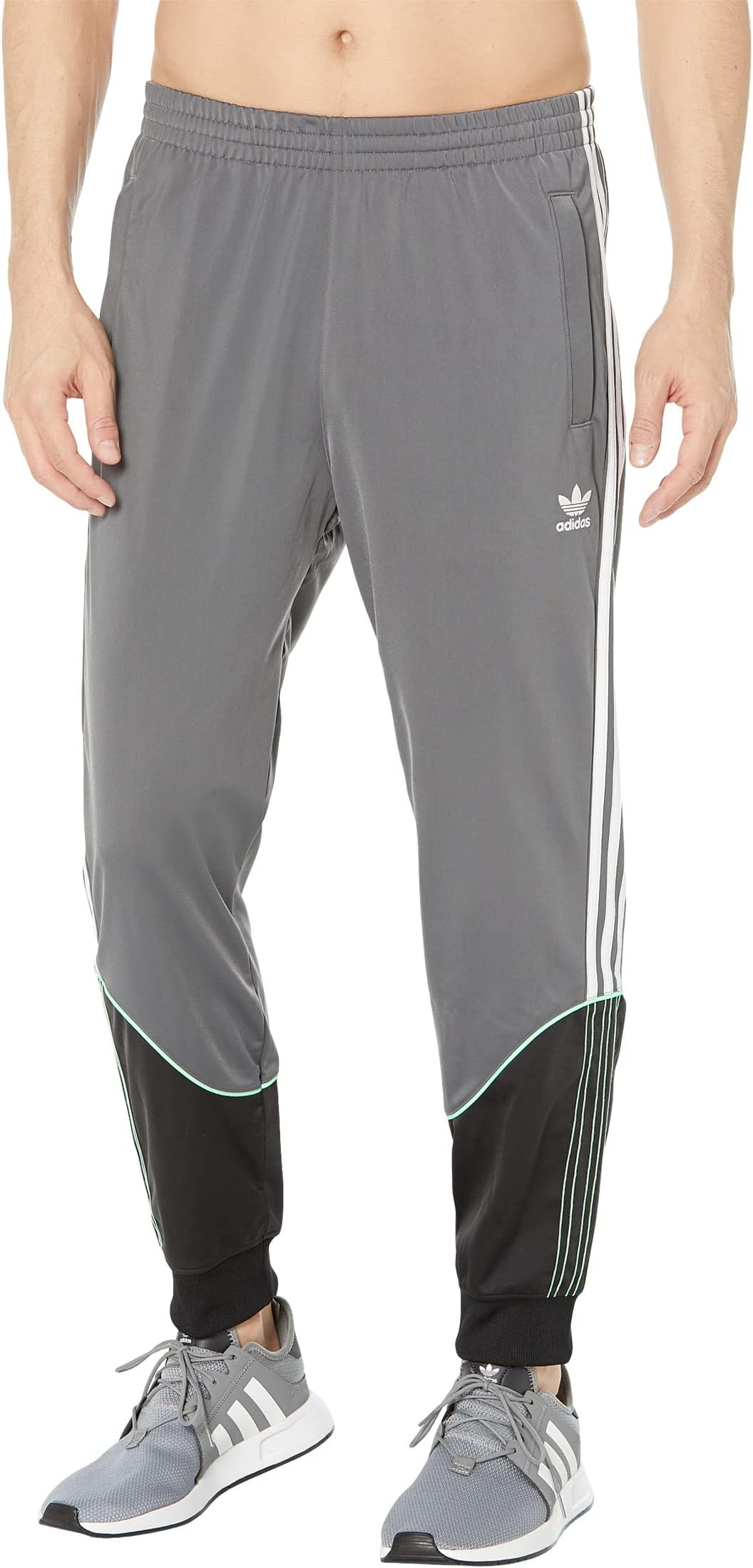 adidas Superstar Knit Track Pants, Grey/Black/White