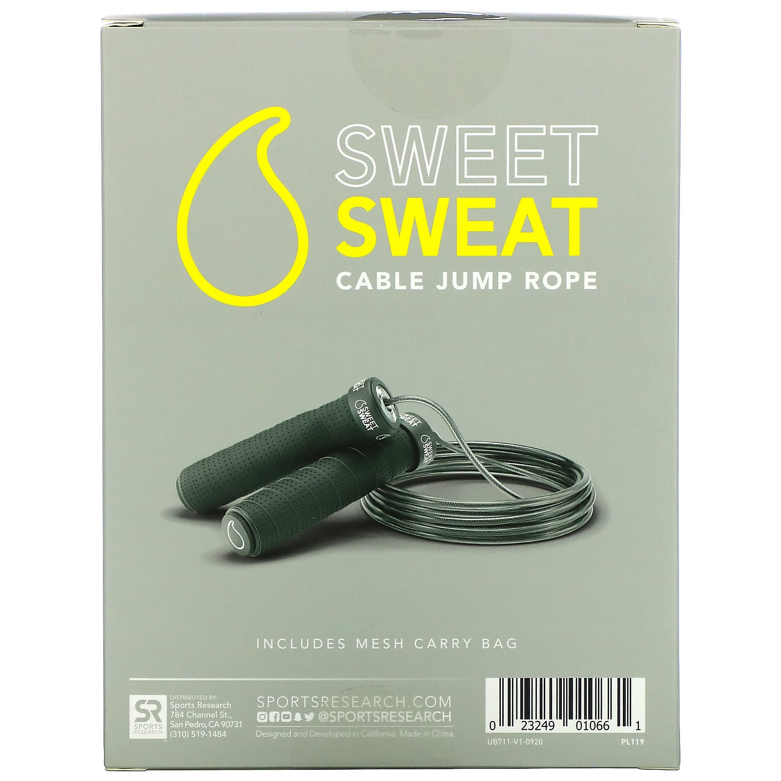 حبل القفز من شركة Sports Research Sweet Sweat، باللون الأسود