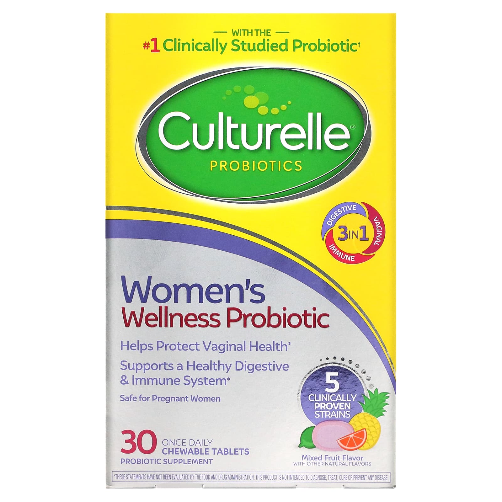 Culturelle Probiotics for Women, Fruit Assortment, 30 Chewable Tablets