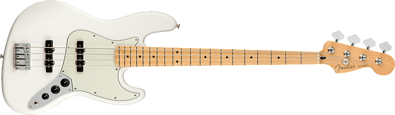 جيتار جاز باس من Fender Player 2021 مع لوحة مفاتيح من خشب القيقب، جيتار جاز باس من Fender Player Polar White مع لوحة مفاتيح من خشب القيقب