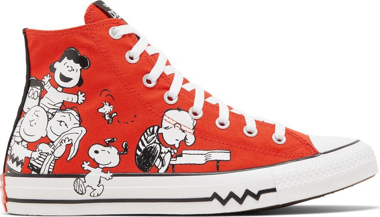 حذاء رياضي كونفيرس Peanuts x Chuck Taylor All Star High Snoopy and Friends باللون الأحمر