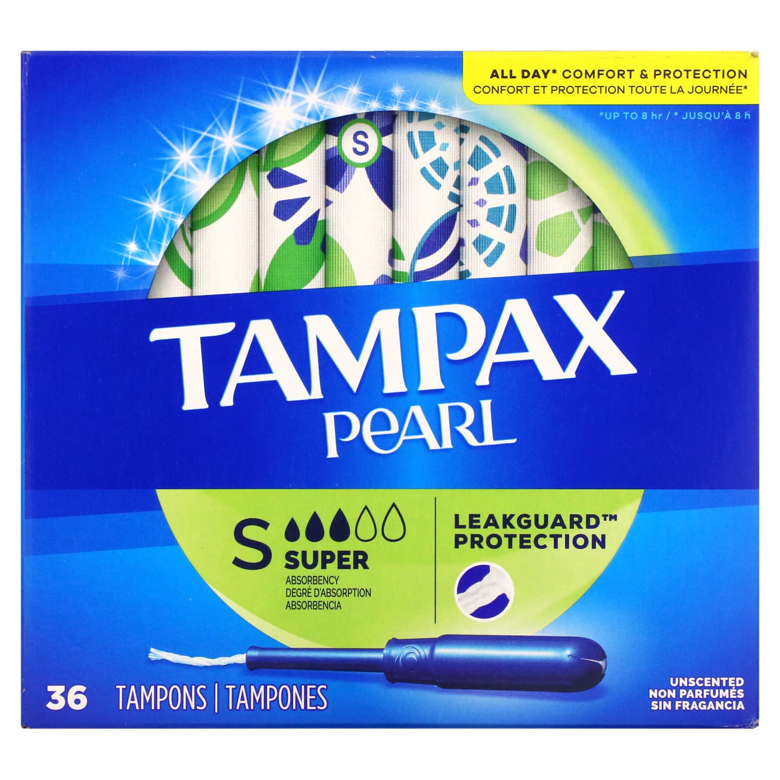 Pearl, super, odorless 36 Tampax tampons