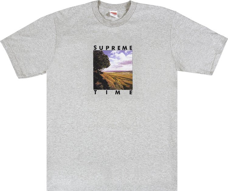 تي شيرت Supreme Supreme Time Tee "Heather Grey"، باللون الرمادي