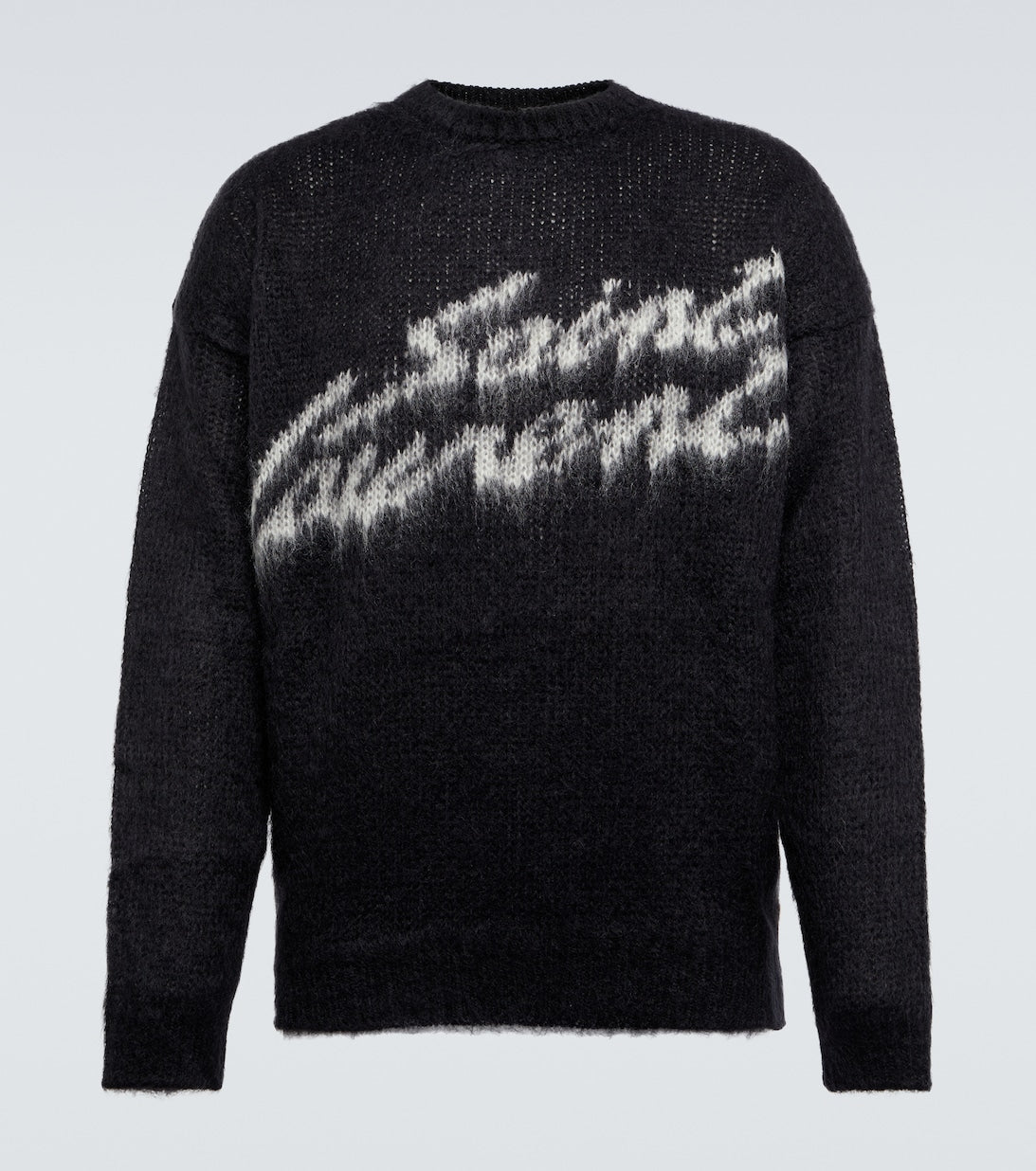 Mohair blend sweater with Saint Laurent logo, black