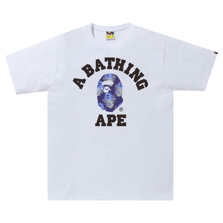 تي شيرت BAPE Storm College Tee باللون الأبيض/الأرجواني، باللون الأبيض