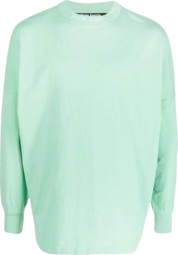 تي شيرت Palm Angels Classic Logo Over Long-Sleeve Tee 'Fluorescent Green'، أخضر