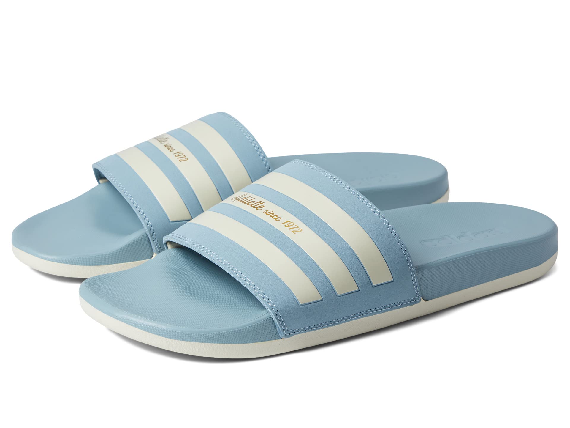 Sandals Adidas Adilette Comfort Slides, white/blue