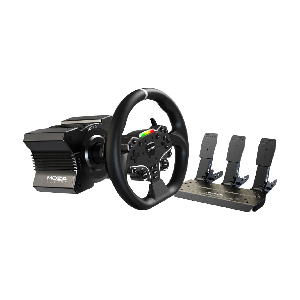 Moza R5 steering wheel, R5 steering wheel base + ES steering wheel + 3 SR-P Lite pedals, black