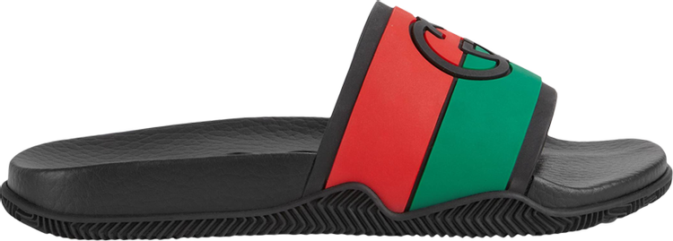 Sandals Gucci Wmns Slide Interlocking G - Black Red Green, green