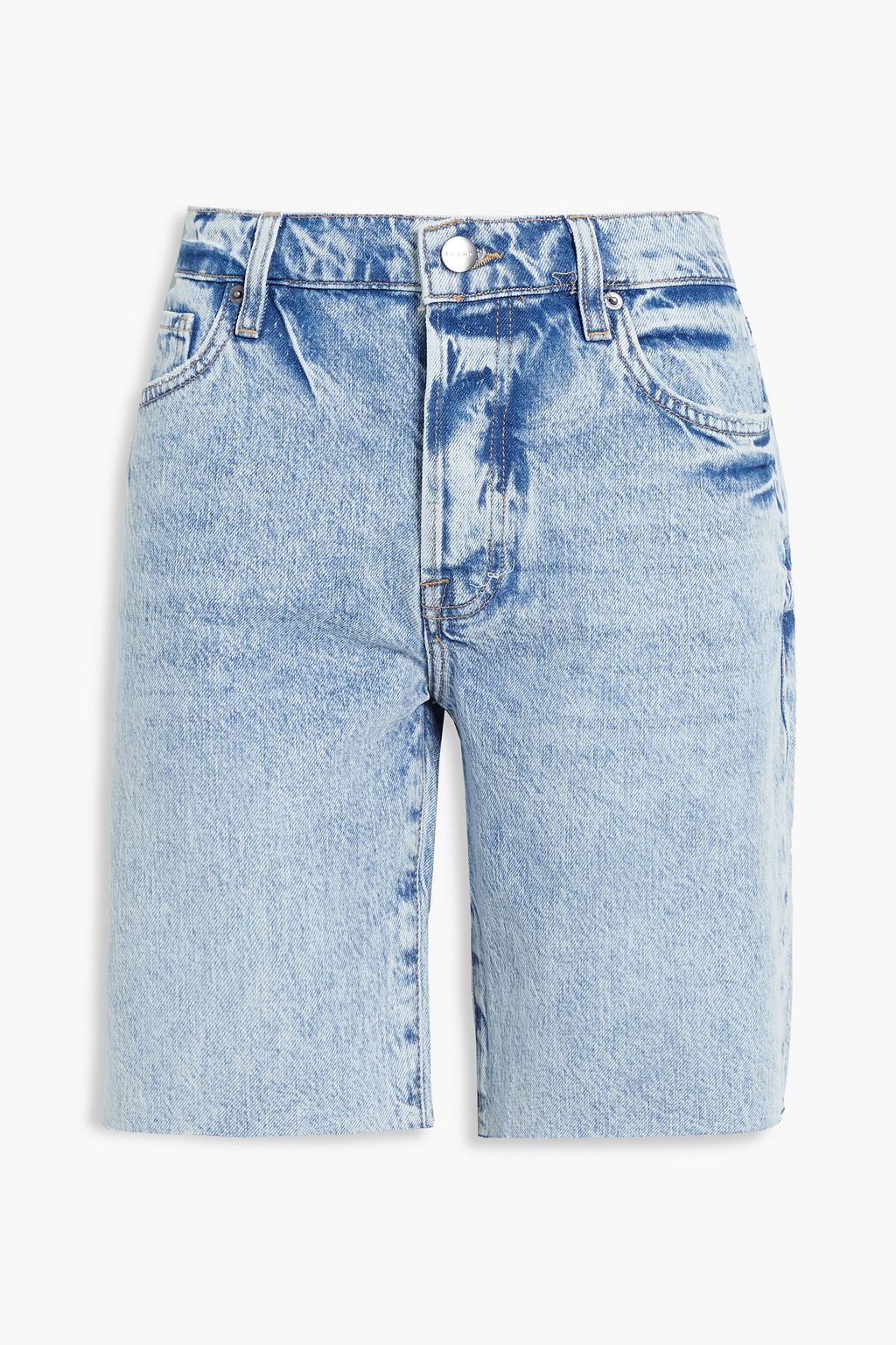 FRAME Le Slouch Distressed Denim Shorts, Blue