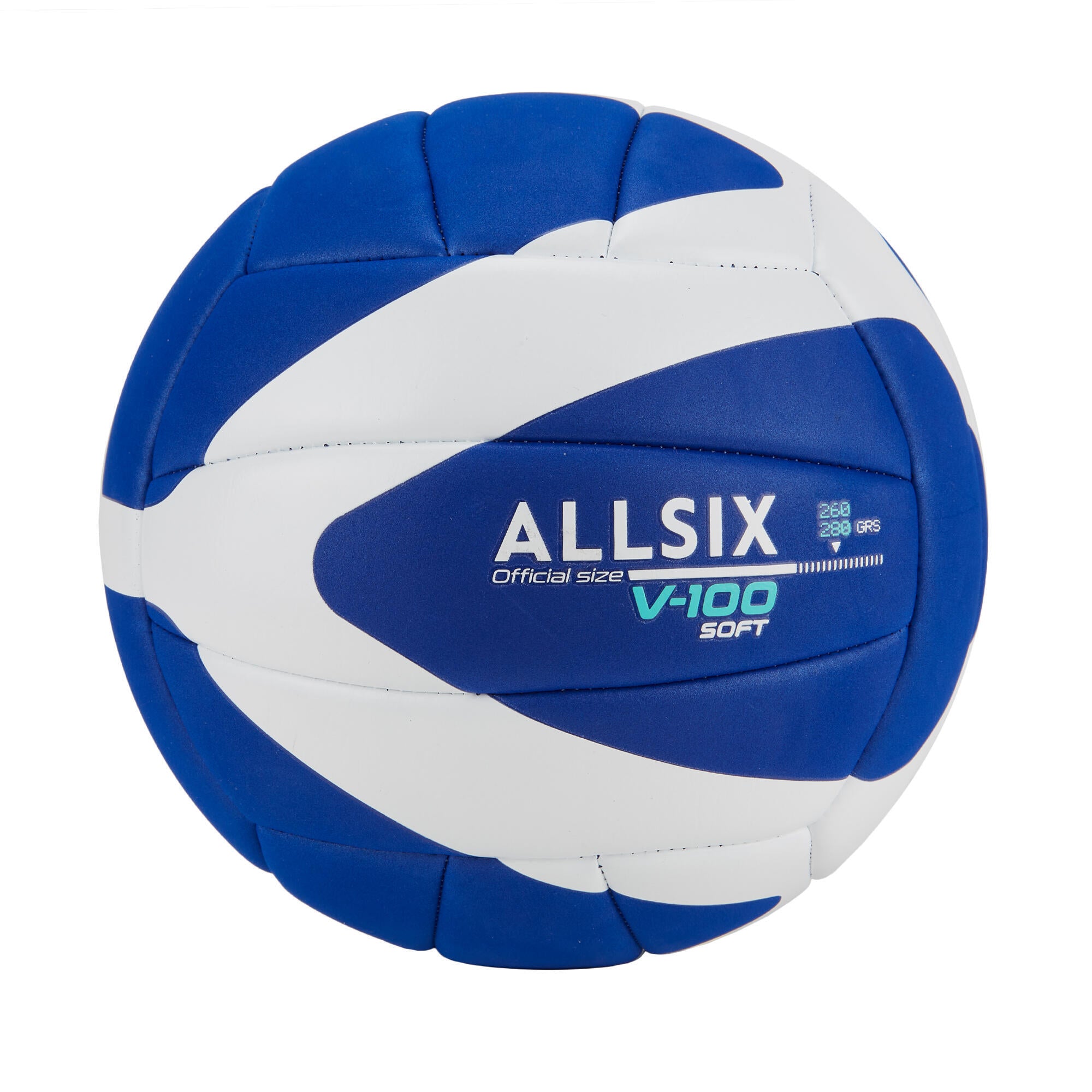 Volleyball ball V100 Soft 260-280 g from 15 years old blue/white ALLSIX, White blue