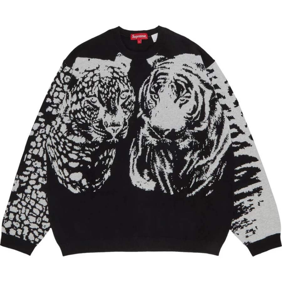 Supreme Big Cats Jacquard Sweatshirt, black