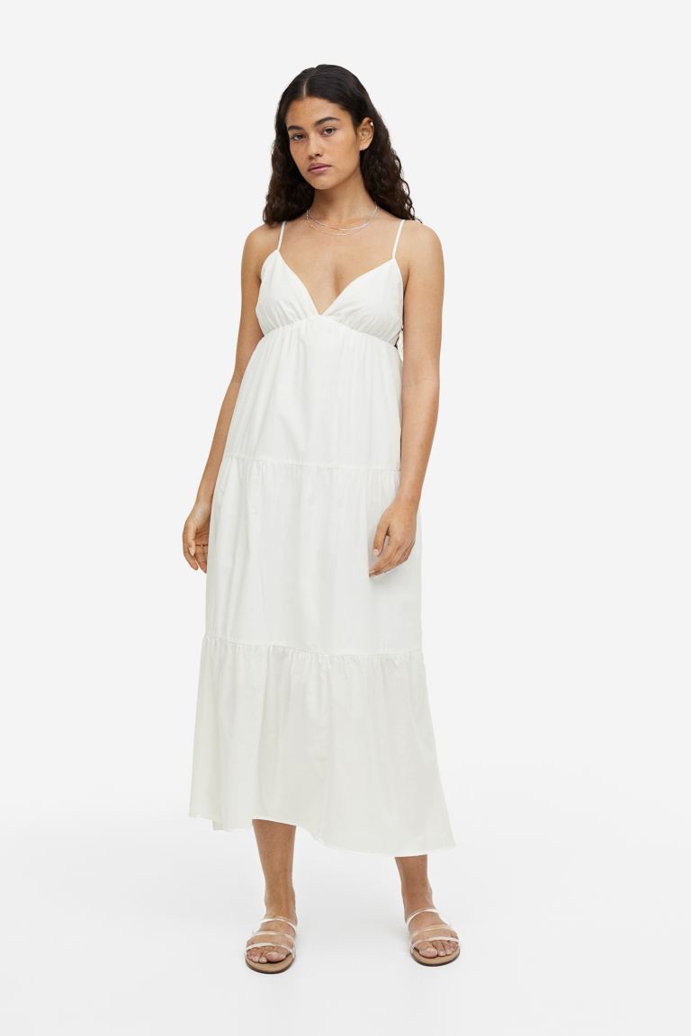 H&M tiered cotton dress, white