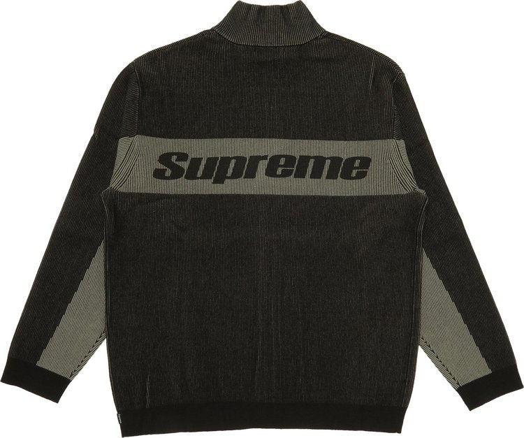 Supreme 2-Tone Ribbed Zip Up Sweater 'Black'