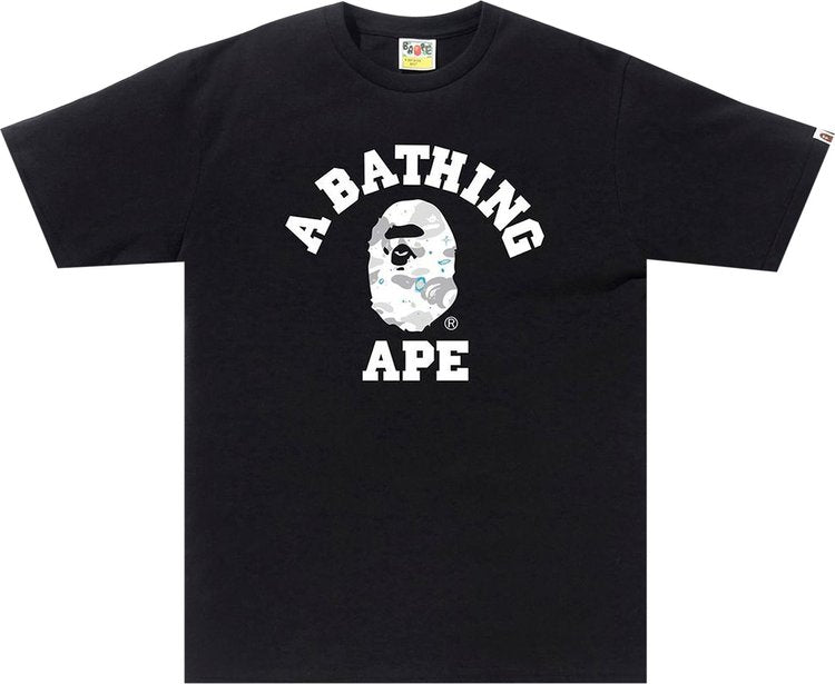 تي شيرت BAPE Space Camo College باللون الأسود، أسود