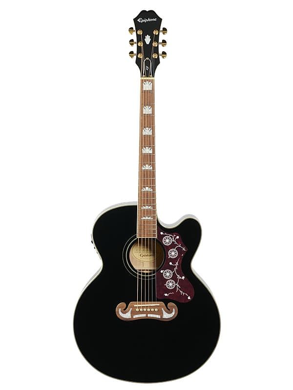 جيتار كهربائي صوتي Epiphone EJ200CE Jumbo Cutaway، أسود EEJ2 BK