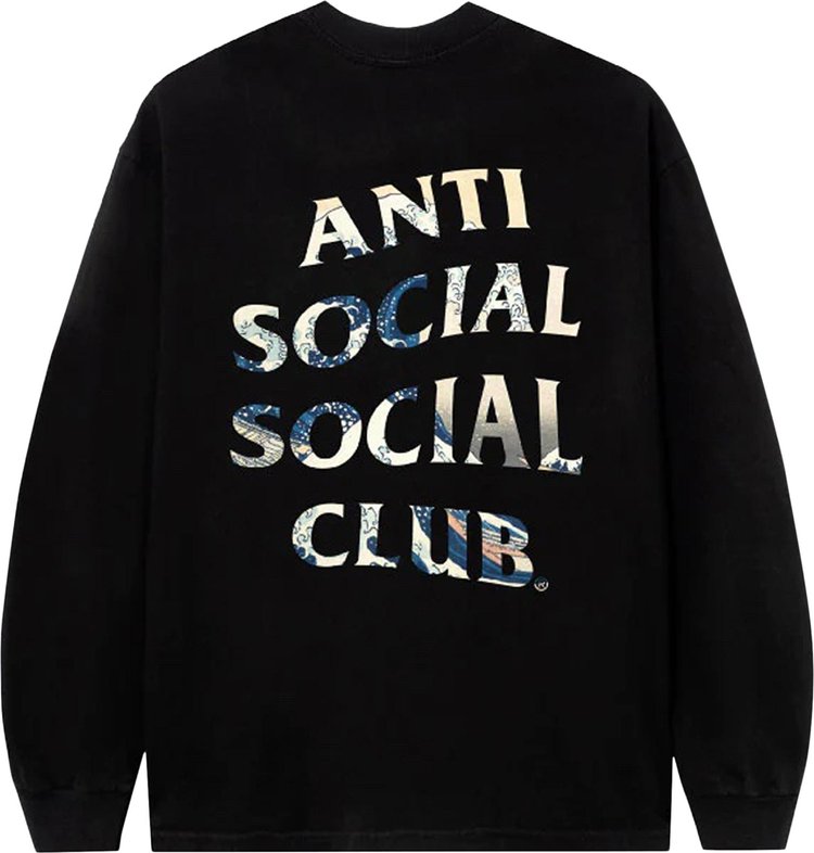 قميص تونكاتسو بأكمام طويلة من Anti Social Social Club باللون الأسود، أسود