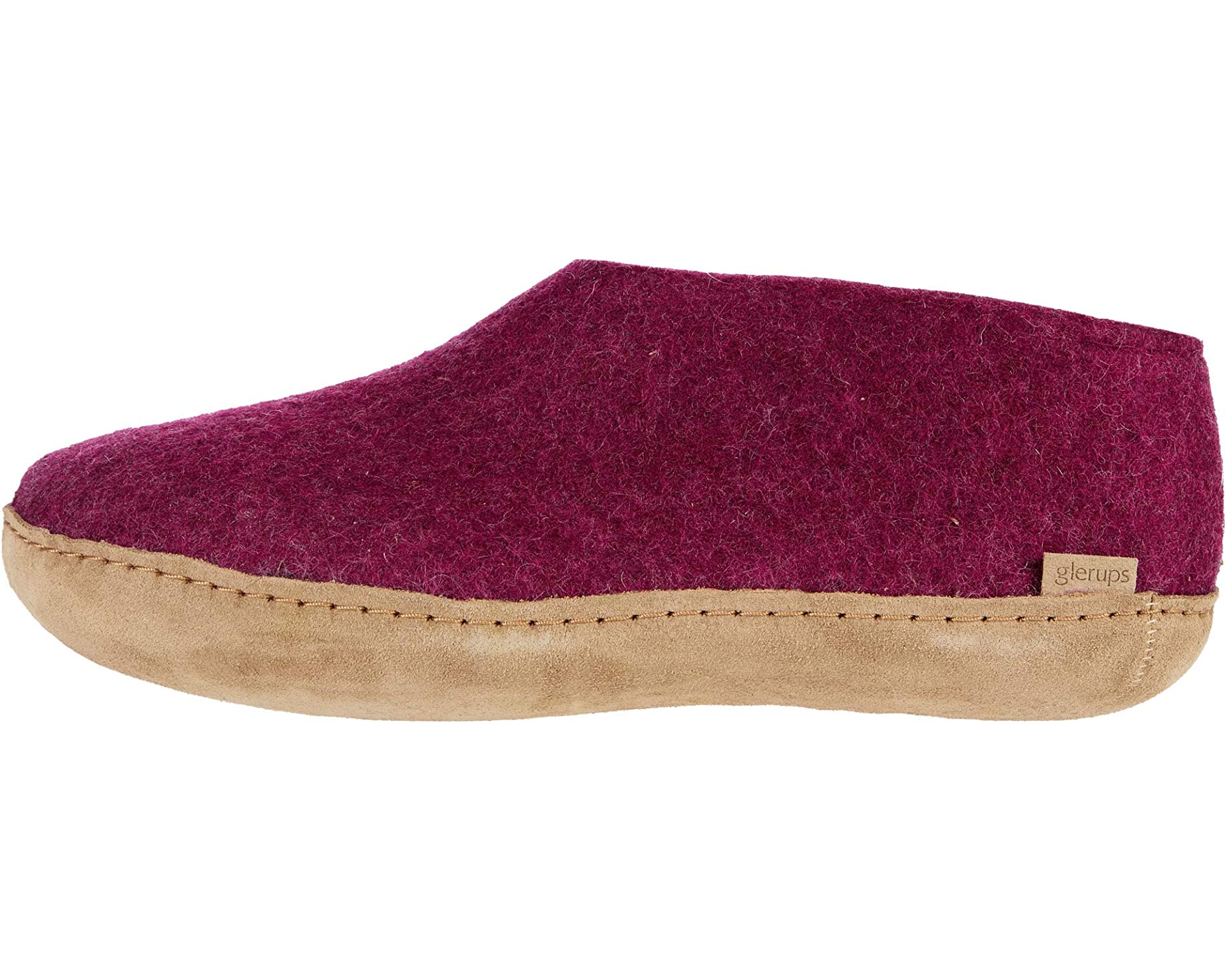 Slippers Wool Shoe Leather Outsole Glerups, cranberry