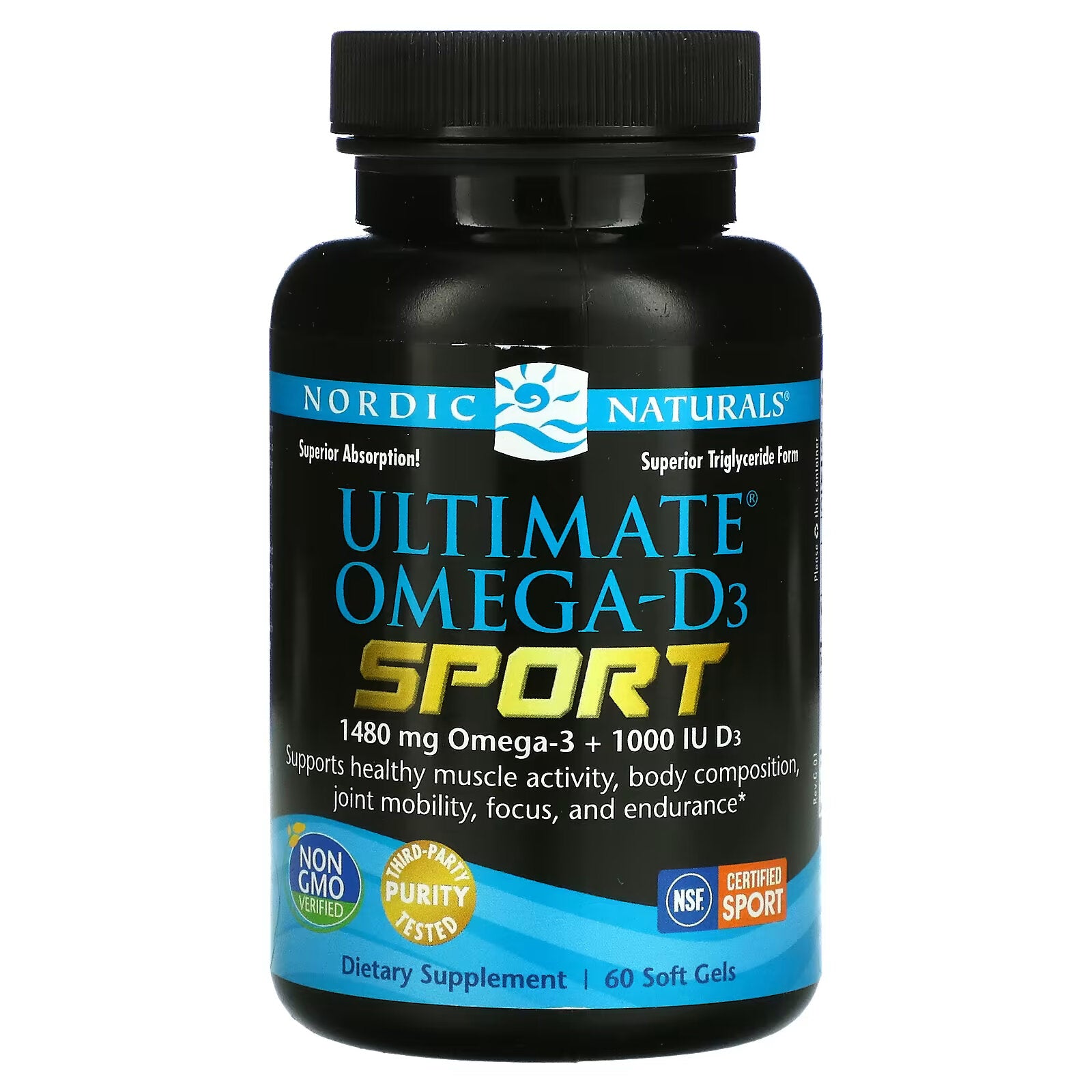 Nordic Naturals, Ultimate Omega-D3, Sport, 60 Capsules