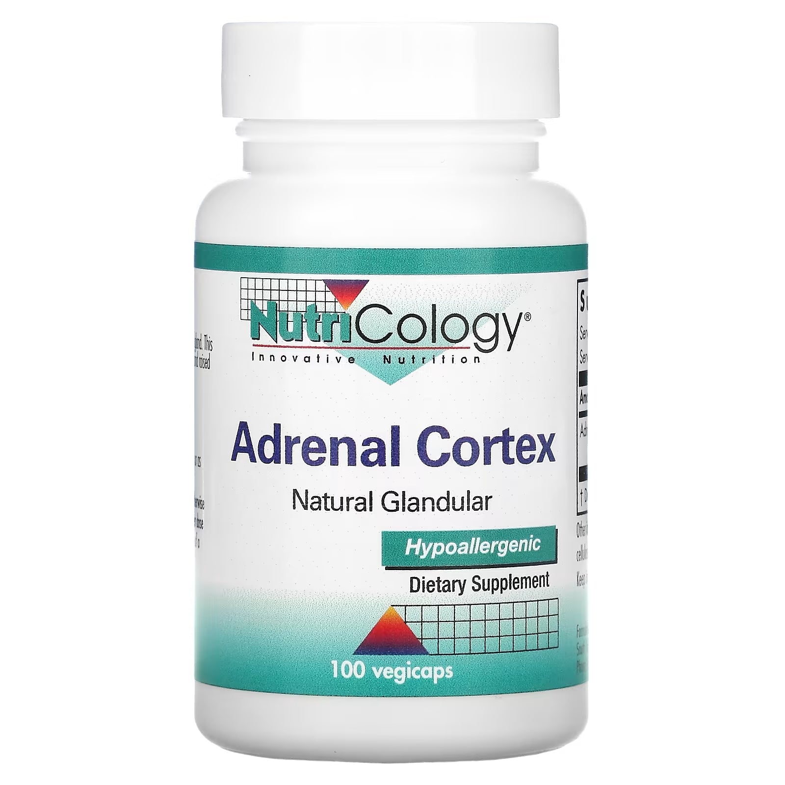 Nutricology natural adrenal cortex extract, 100 vegetable capsules