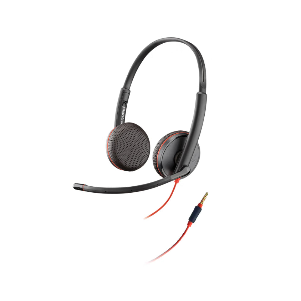 سماعة رأس سلكية Plantronics Poly C3225 TOP، باللون الأسود