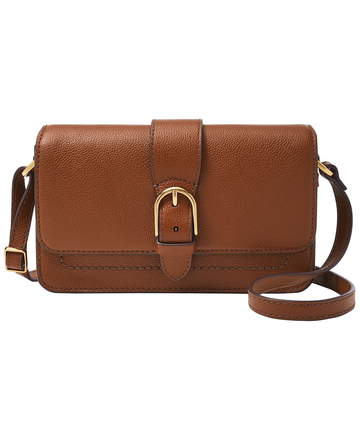 Zoey Fossil Small Leather Crossbody Bag, Brown