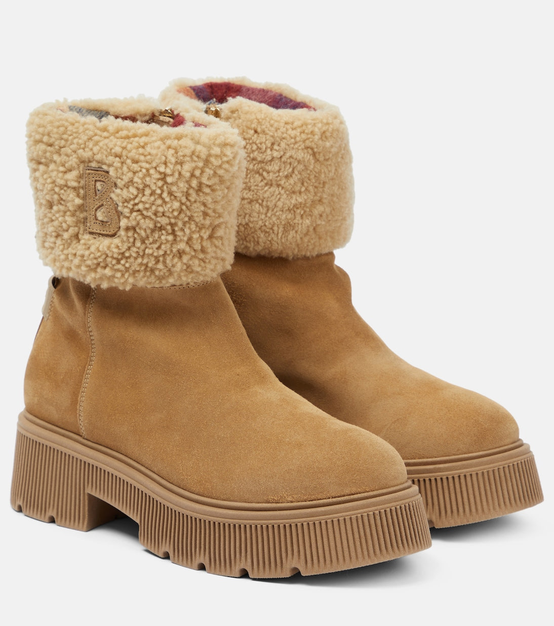 Turin ankle boots in suede and Bogner sheepskin, beige