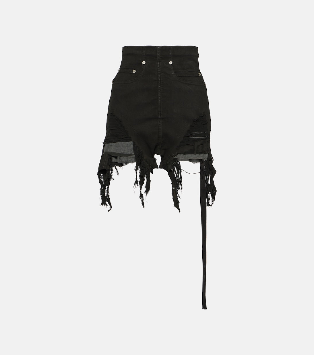 شورت جينز ممزق بخصر عالٍ من Drkshdw Rick Owens، باللون الأسود