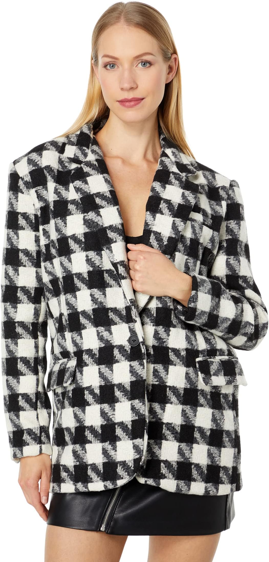 Secret Rhythm Blank NYC Oversized Houndstooth Blazer in Multicolor