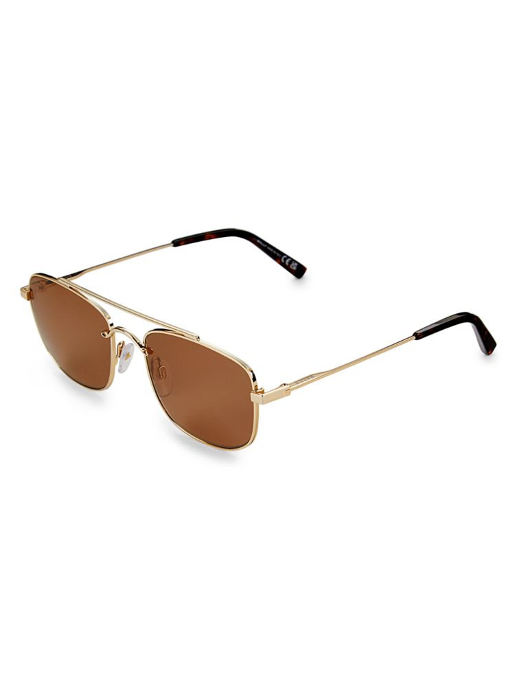 Longines 54MM Rectangular Sunglasses, Gold