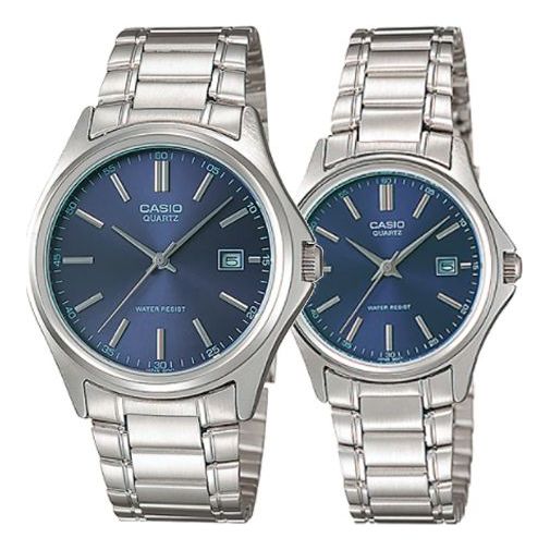 Watch CASIO ENTICER& VINTAGESerieses Silver/Blue Couple Quartz Waterproof Blue Dial Blue Analog, blue