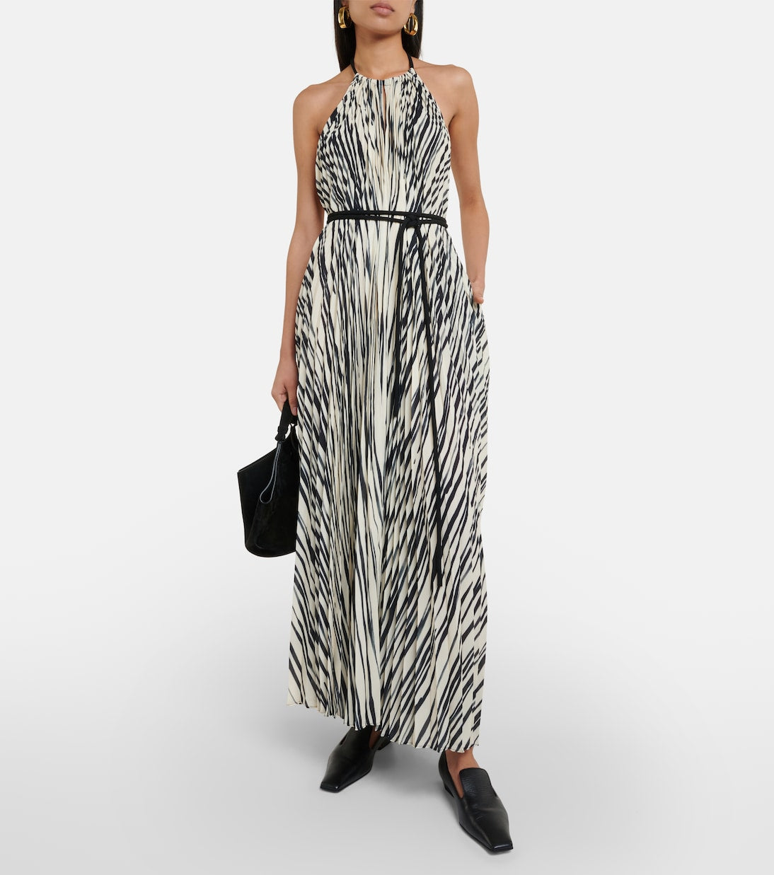 Proenza Schouler Frida Chiffon Halter Maxi Dress, Neutral