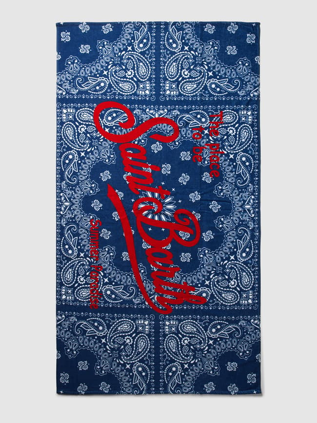 Towel with MC2 Saint Barth label print, dark blue