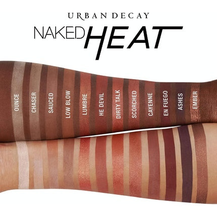 Urban Decay Naked Heat Eyeshadow Palette features 12 fiery amber neutrals - incredibly blendable, rich colors with a velvety texture. .  The set includes a mirror and a double-ended makeup brush, Pecham