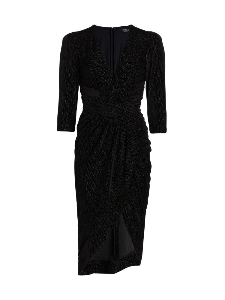 Patbo Shiny Velvet Cocktail Dress in Obsidian