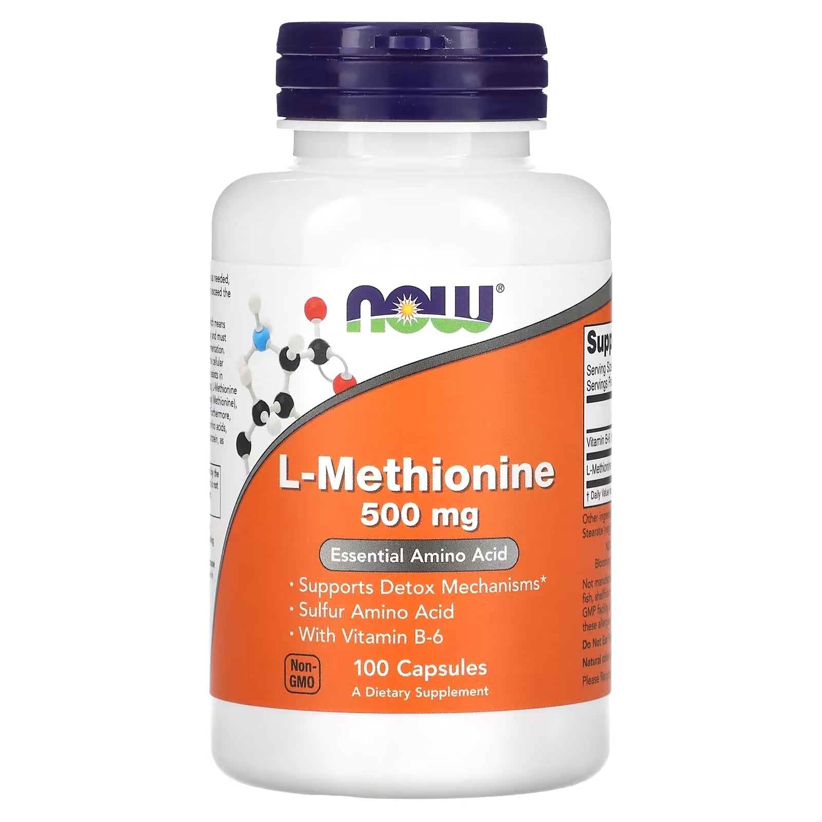 NOW Foods L-Methionine 500 mg، 100 كبسولة