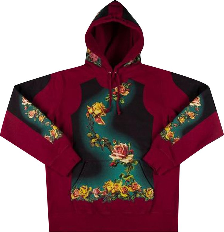 Supreme x Jean Paul Gaultier Floral Print Hooded Sweatshirt 'Cardinal', Red