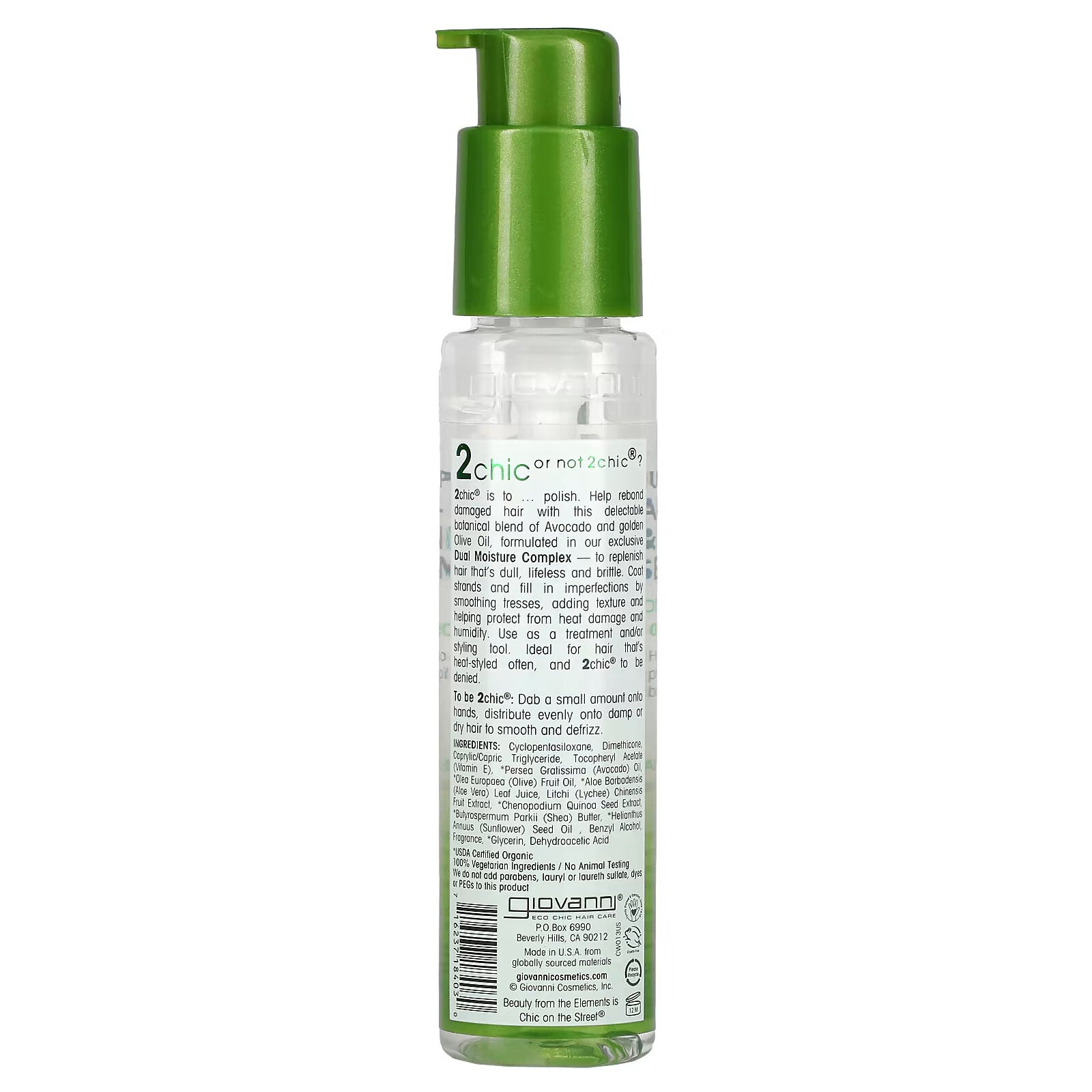 Giovanni, 2chic, Ultra Hydrating Super Effective Repairing & Anti-Frizz Oil Serum, Avocado & Olive Oil, 81 ml (2.75 fl. ounces)