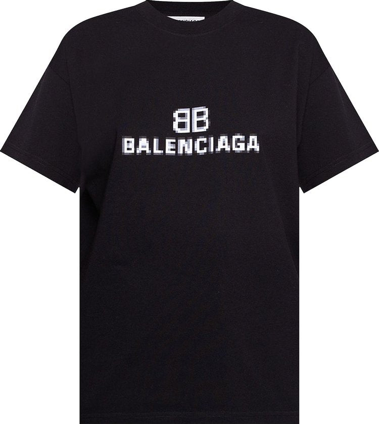 تي شيرت Balenciaga BB Pixel باللون الأسود، أسود