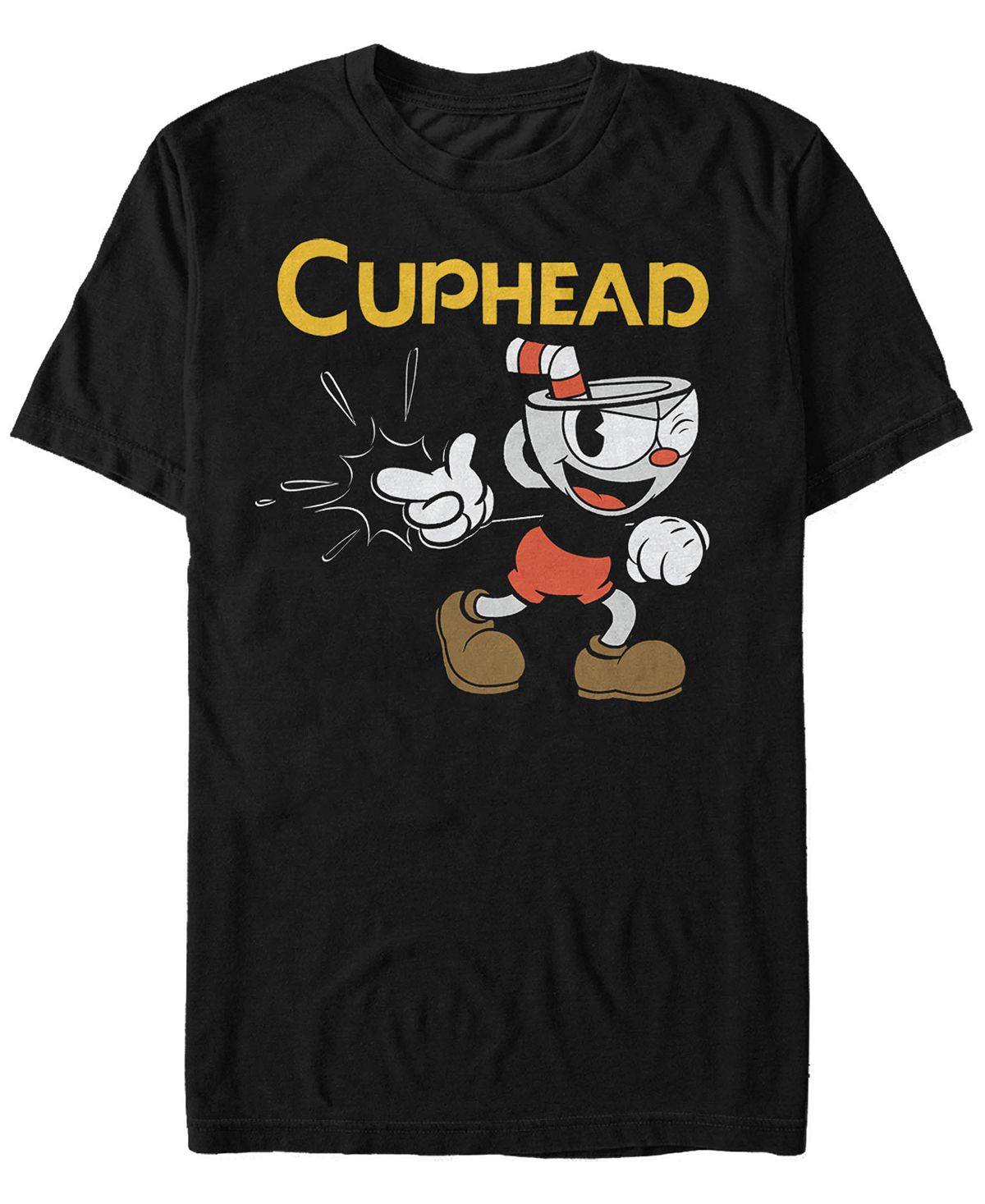 Men's Cuphead Gotcha Fifth Sun Short Sleeve T-Shirt, Black