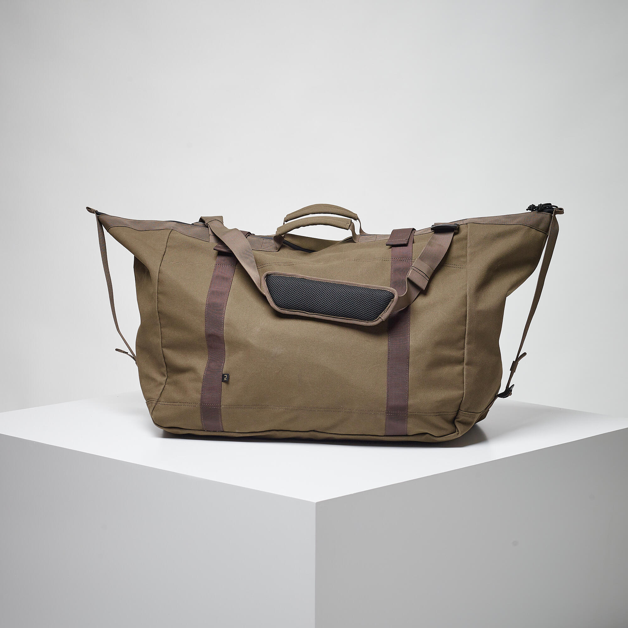 Transport bag 80 l waxed cotton brown SOLOGNAC, coffee brown