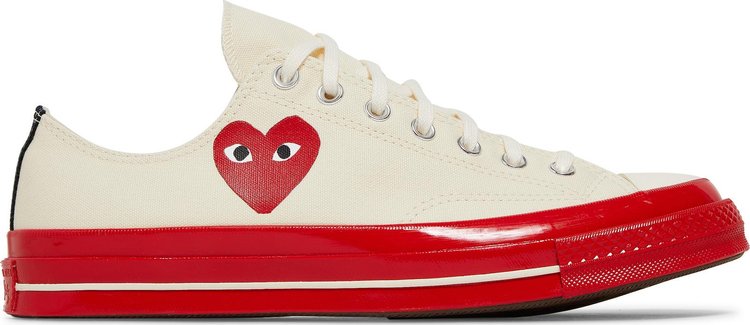 حذاء رياضي Converse Comme des Garçons Play x Chuck 70 Low Pristine Red، كريمي